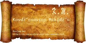 Kovácsovics Miklós névjegykártya