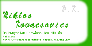 miklos kovacsovics business card