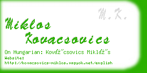 miklos kovacsovics business card
